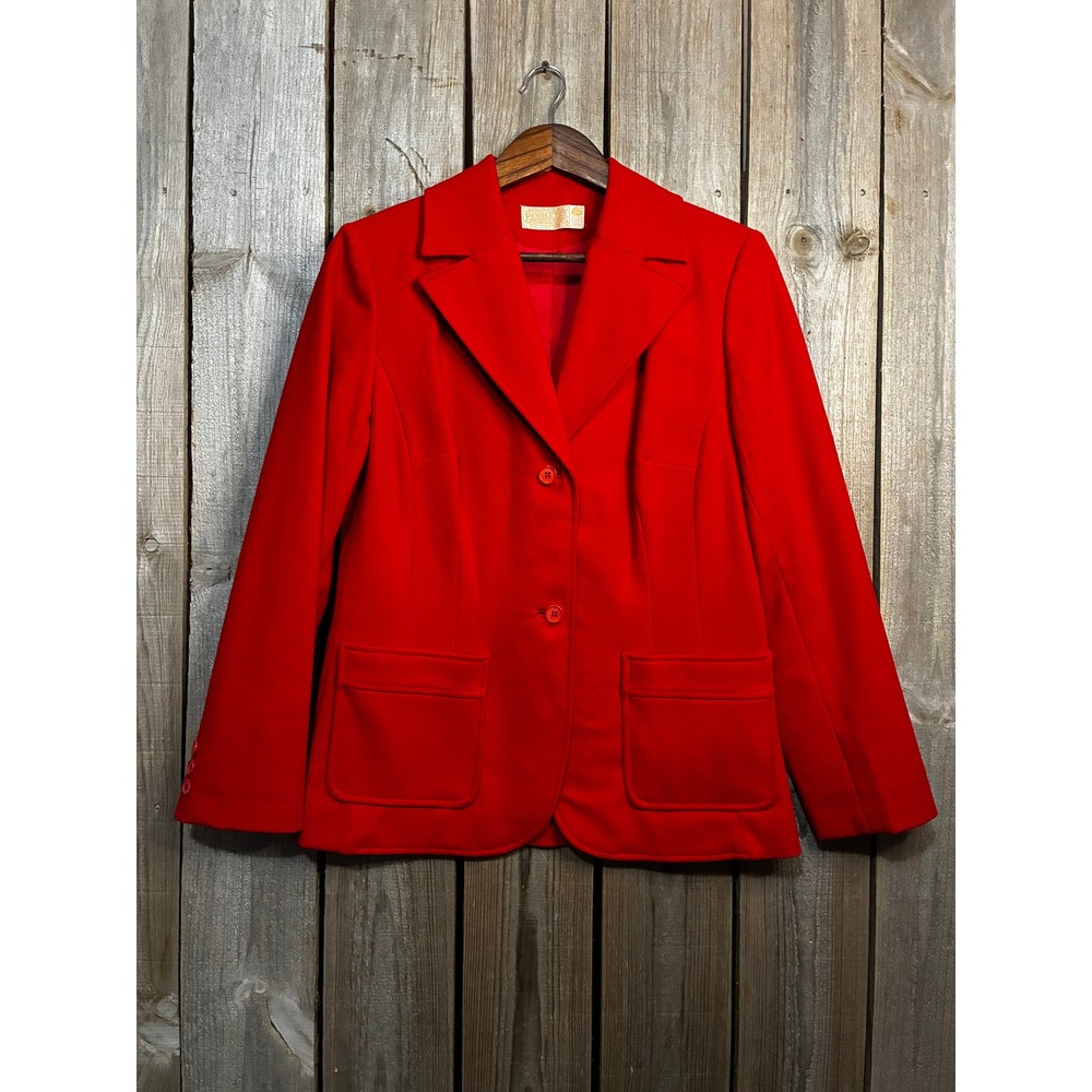 Vintage Pendleton Red Virgin Wool Blazer Jacket Womens Size 12 Made in USA